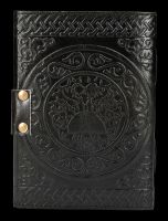 Leder Notizbuch mit Schloss - Pentagramm schwarz