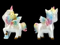 Einhorn Figuren mit Regenbogen Mähne 2er Set mittel Fantasy Pferd niedlich 