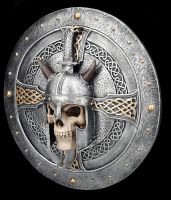 Wall Plaque - Viking Shield with Daggered Skull