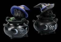 Katzen Figuren im Hexenkessel 2er Set - Hubble & Bubble
