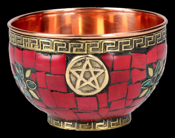 Ritual Kupfer Schale mit Pentagramm rot
