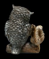 Funny Owl Figurine Set of 2 - Owl with Squirrel