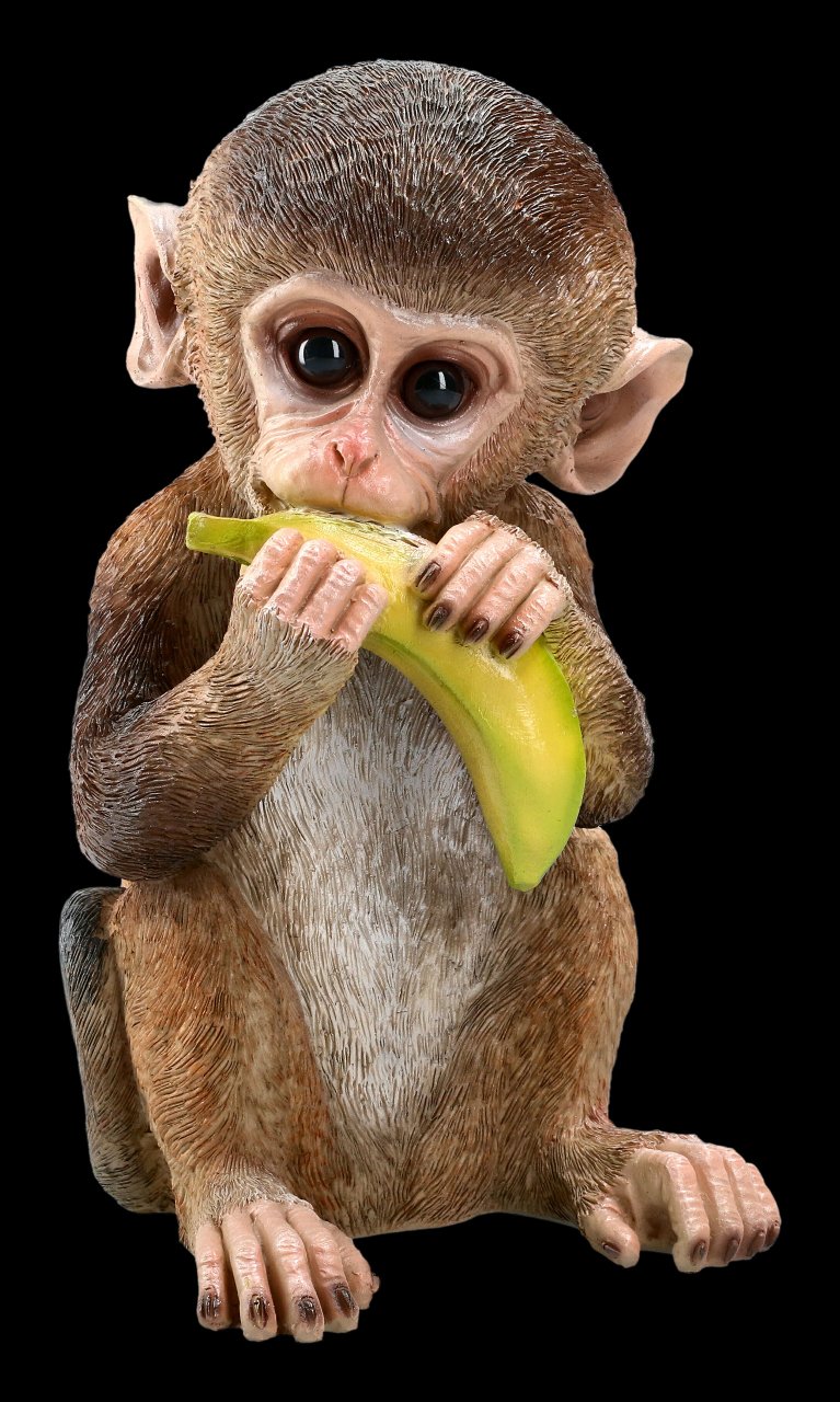 Gartenfigur - Baby Affe mit Banane