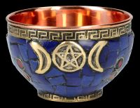 Ritual Copper Bowl with Triple Moon Blue