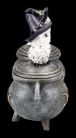 Snowy Owl Box on Witch Cauldron Set of 2