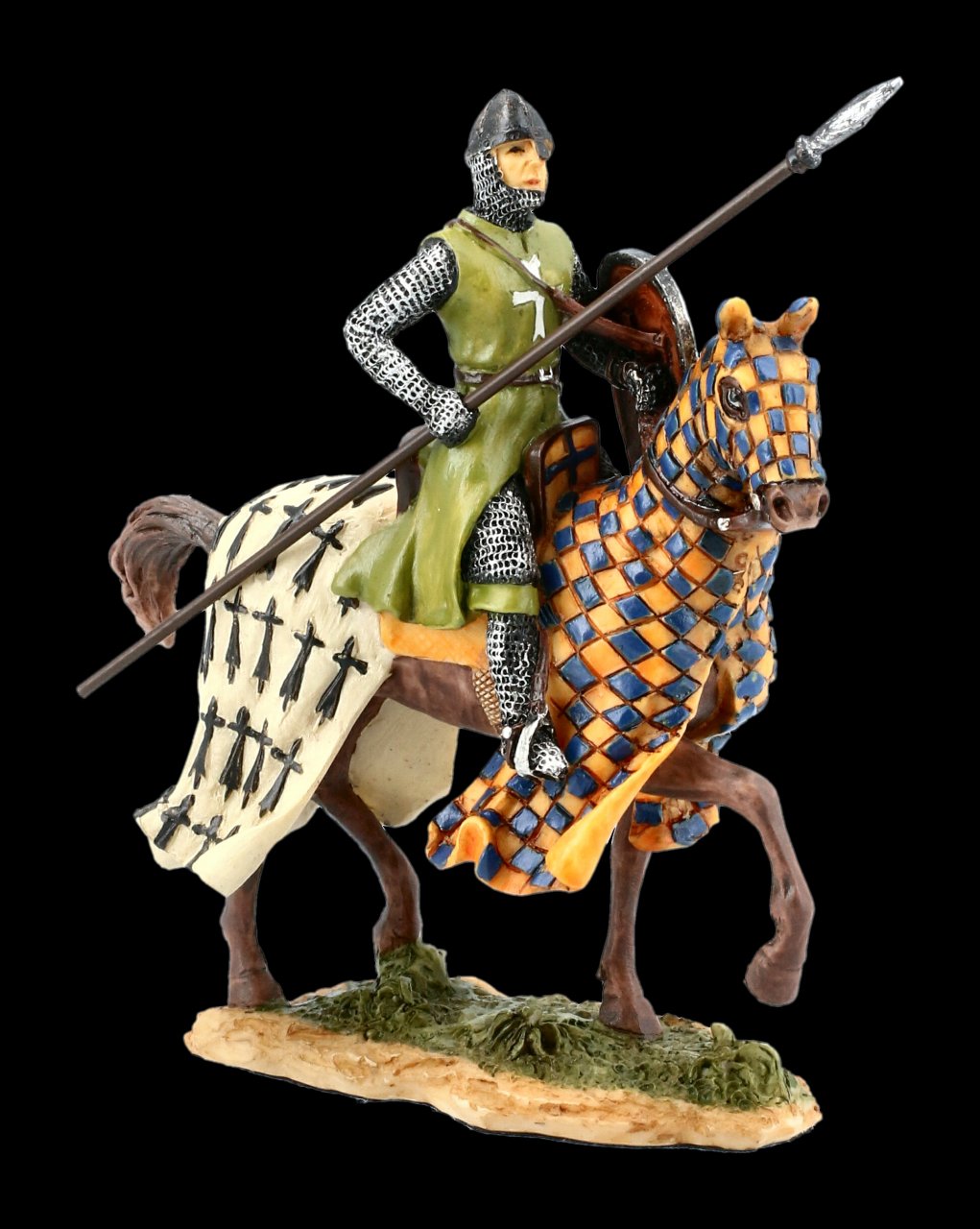 Ritter Figur auf Pferd mit Speer - bunt