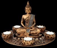 Buddha Figur als fünffach Teelichthalter bronzefarben