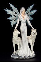 Large Fairy Figurine - Maylea with two white Wolves