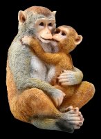 Gartenfigur Affen - Baby umarmt Mama