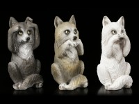 Drei weise Wolf Figuren - Nichts Böses