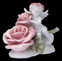 Engel Figur - Putte mit großer Rose