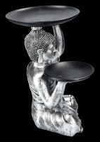 Buddha Figur als Butler silberfarben