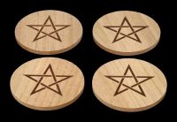 Holz Untersetzer mit gravierten Pentagramm - 4er Set