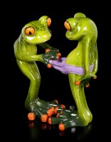 Lustige Frosch Figuren beim Hosencheck