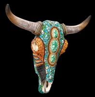 Wanddeko - Totenkopf Kuh mit Western Mosaik