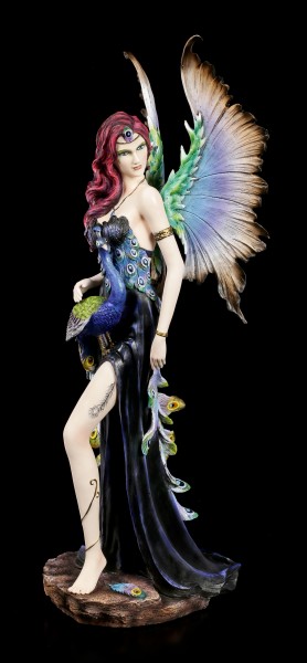 Large Fairy Figurine - Avisa with colorful Peacock