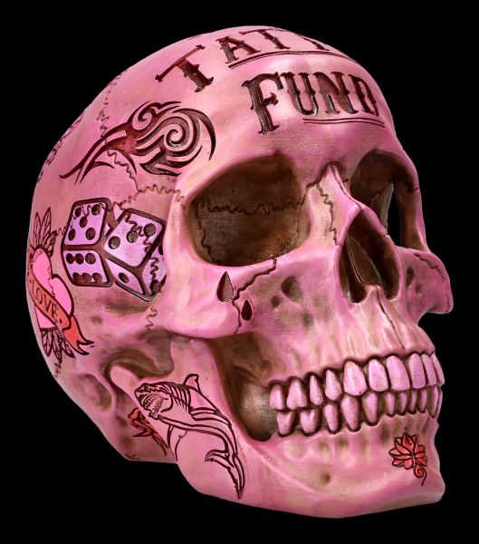Gothic Funky Pink Ceramic Human Skull Bank Money Box Sculpture/UK 