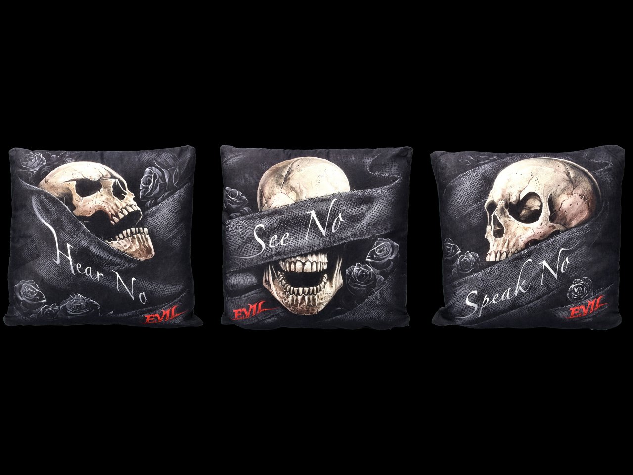 Spiral Gothic Cushion - See No Evil - Set of 3