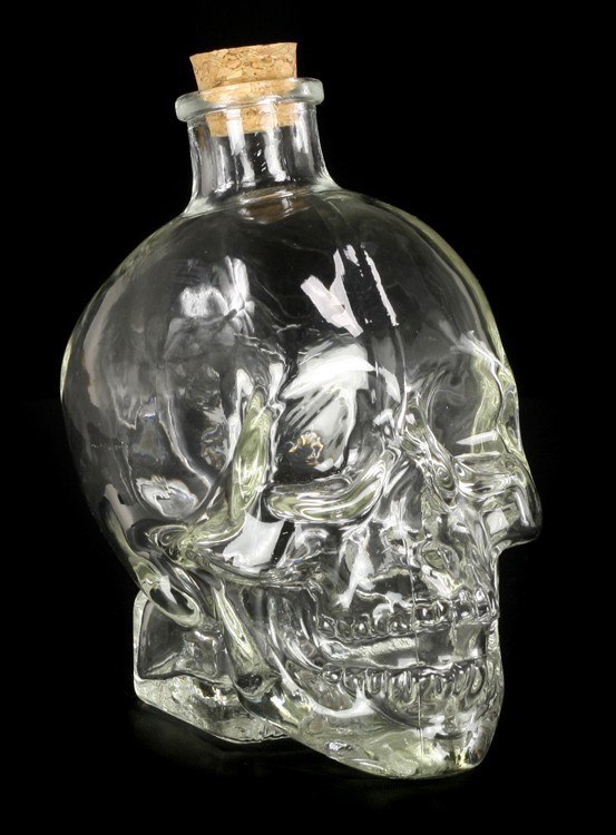 Skull Bottle with Cork Stopper