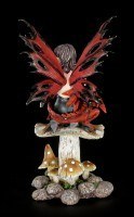 Elfen Figur - Haleone mit Drachenbaby auf Pilz