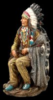 Indianer Figur - Häuptling sitzend mit Friedenspfeife