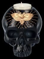 Tealight Holder - Black Skull with Moth