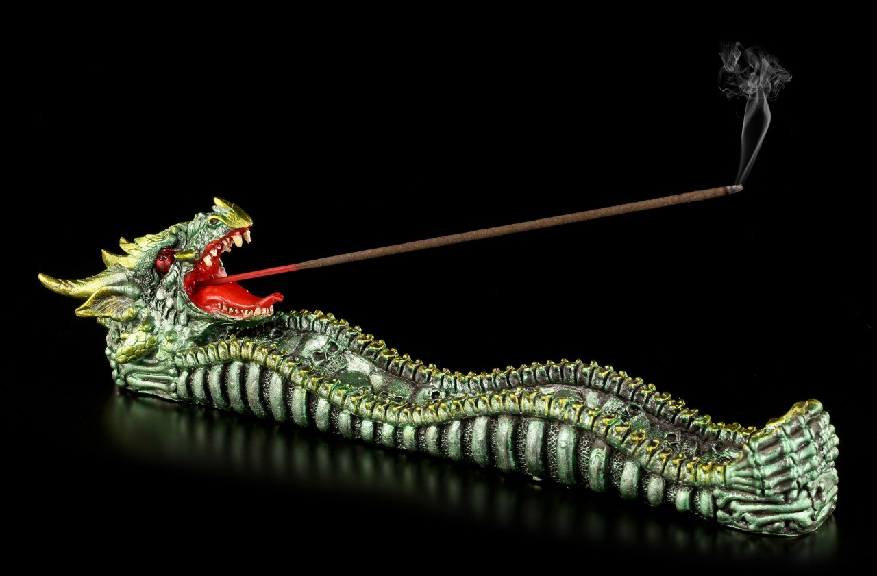 Incense Stick Holder Dragon green - Ashes of Emerald