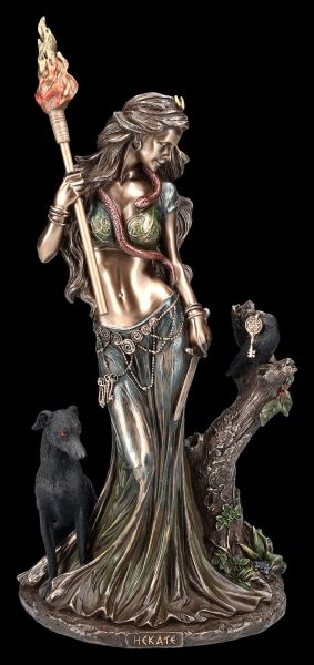 Hecate Figurine with Torch, Dog and Raven