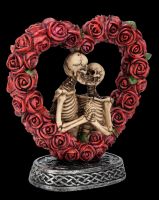 Skeleton Figurine - Lovers in Rose Heart Coloured