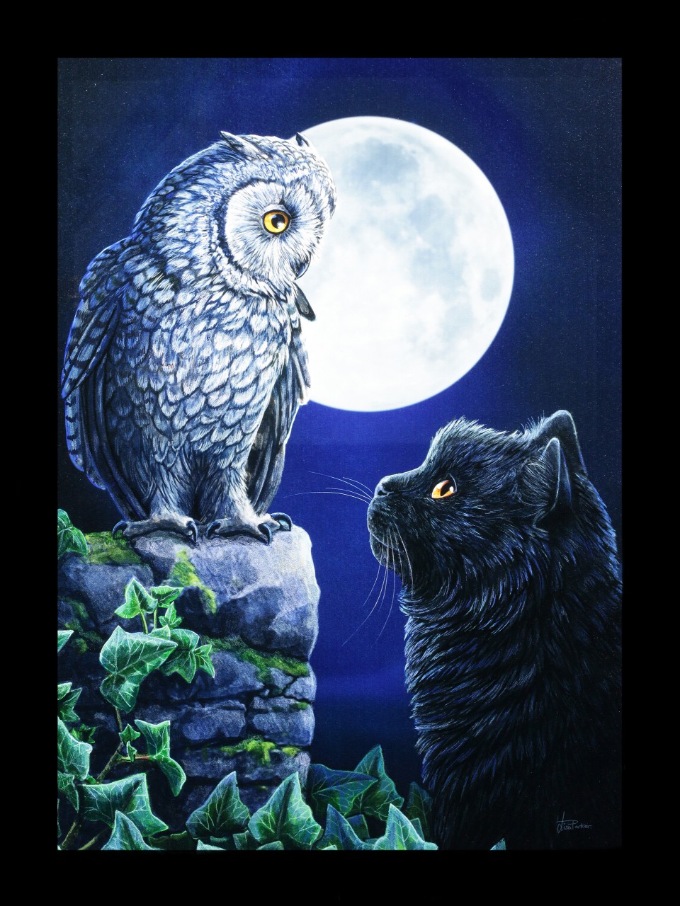 Large Canvas with Cat & Owl - Purrfect Wisdom