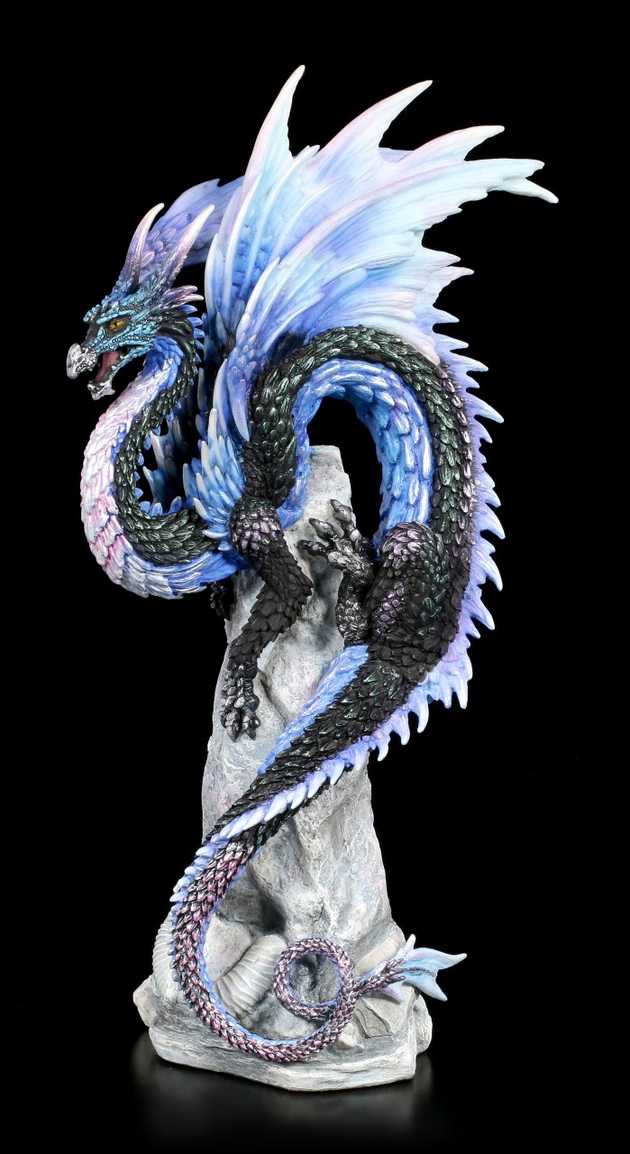 Dragon Figurine on Rock - Saphire Sentinel