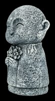 Jizo Monk Figurine with Flowers - Kshitigarbha
