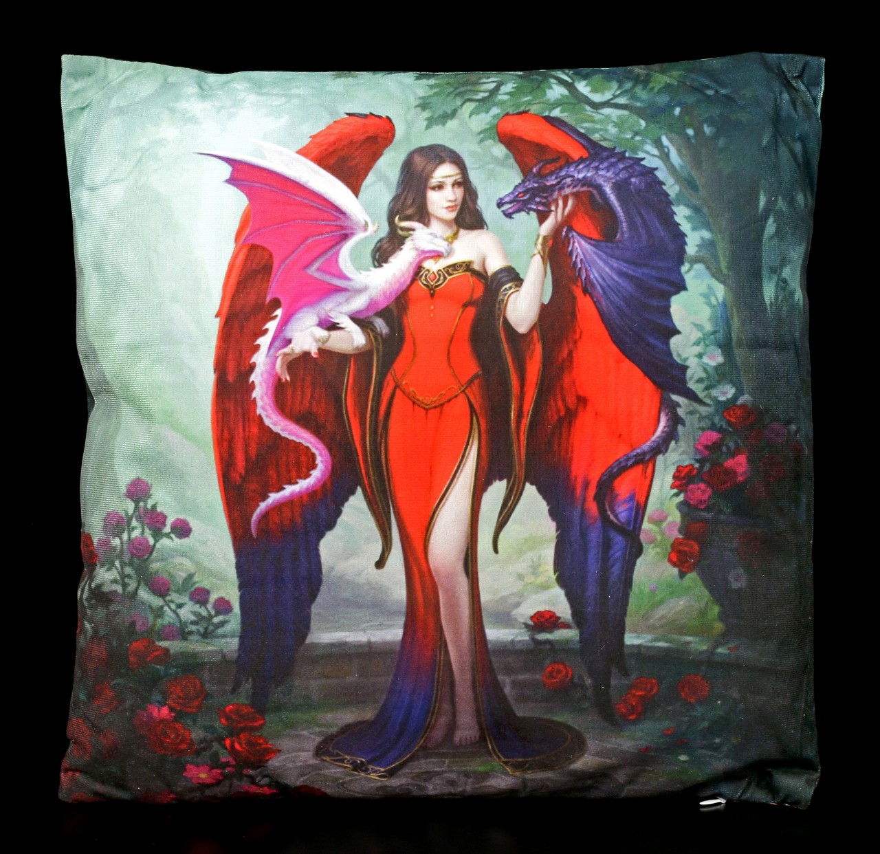 Kissen mit Engel und Drachen - Dragon Mistress
