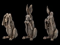 Three Wise Hares Figurines - No Evil