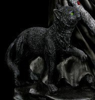 Elfen Statue 140 cm mit Katze XXL - Black Magica