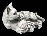 Katzen Figur mit Baby - Antik Silber