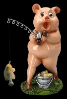 Funny Pigs Figurine - Fishing