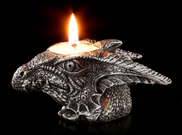 Tealight Holder - Small grey Dragons Head