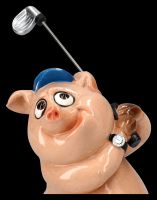 Lustige Schweine Figur beim Golfen