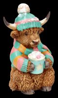 Highland Cow Winterfigur mit Kakao