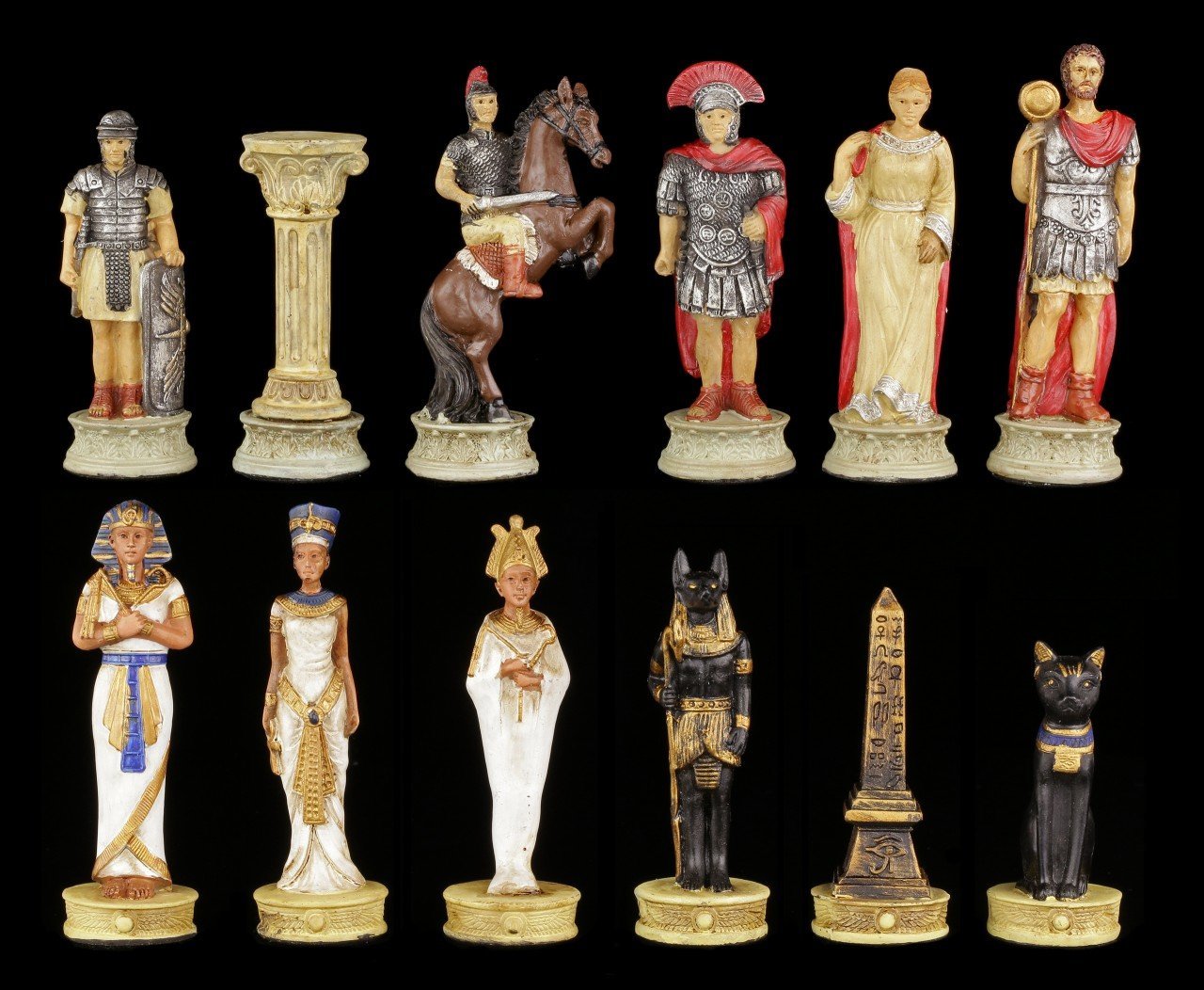 Schachfiguren Set - Römer vs. Ägypter