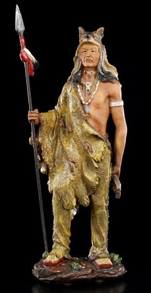 Indianer Figur mit Wolfspelz