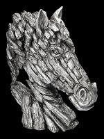 Horse Head Bust - Wooden Look Silver Coloured