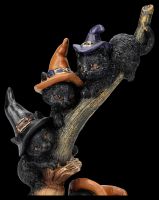 Cat Figurine - Five Kittens on Witch&#39;s Broom
