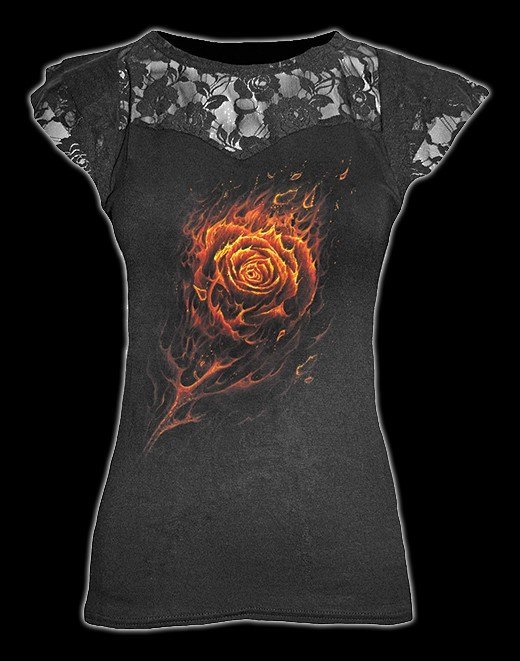 Netz Shirt - Burning Rose