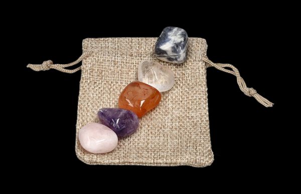 Natural Healing Stones Set of 5 with small Bag