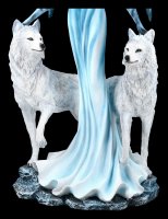 Große Elfen Figur - Kimama mit zwei weißen Wölfen