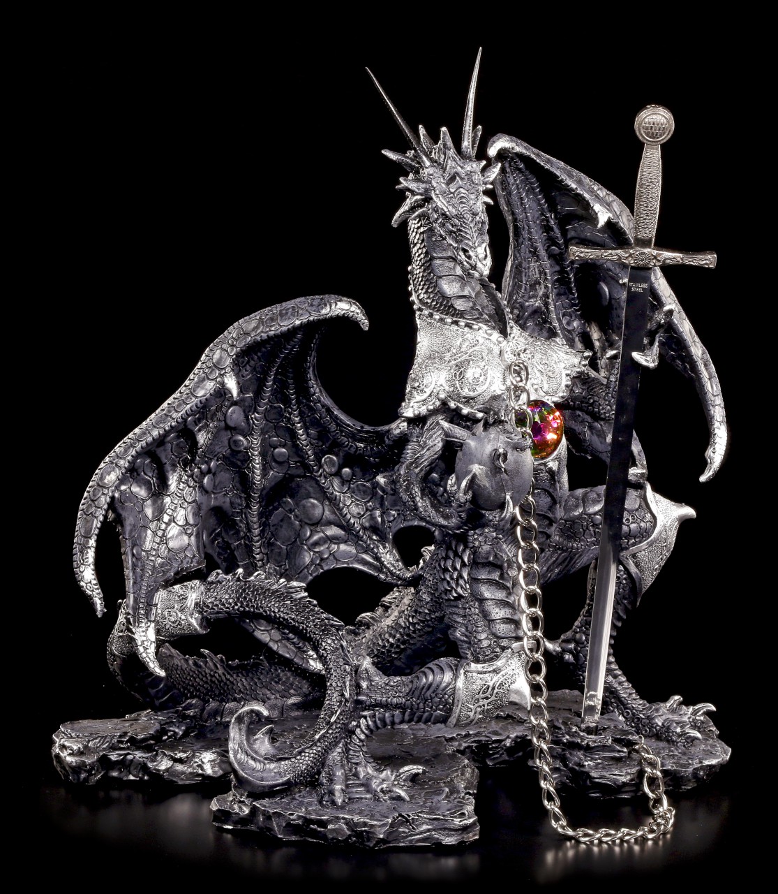XXL Letter Opener - Dragon with Sword - black