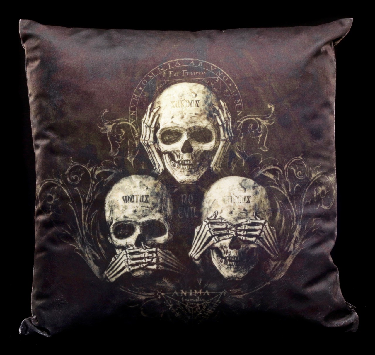 Cushion with Skulls - No Evil