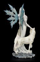 Große Elfen Figur - Maylea mit zwei weißen Wölfen